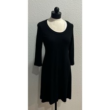 Karen Kane Women's Size Small Petite Long Sleeve Black Knee Length Dress A-Line