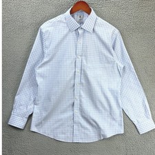 Brooks Brothers Non-Iron Check Button Down Shirt Mens 16 34/35 Blue Plaid Career