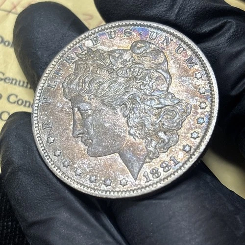 1881 O Morgan Silver Dollar *TONED VF/XF Vintage Littleton Envelope