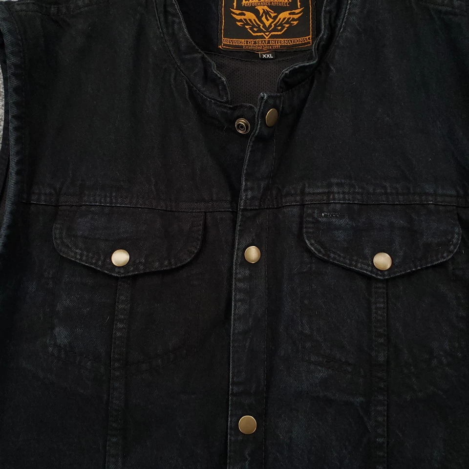 Milwaukee Leather Vest Mens 2XL XXL Black Sleeveless Snap Motorcycle Denim - Image 3 of 4