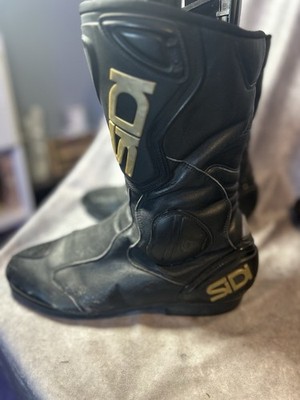 SIDI Motorcycle Racing Boots EU 45 US 11 Black Gold Armored Riding Biker
