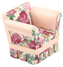 Bambole Casa Rosa Floreale Country Poltroncina JBM Miniatura Mobili Soggiorno