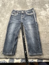 LA IDOL Blue Jeans Capri Youth Girls Size 12 Embellished Pockets