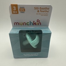 Munchkin Pacifier Sili-Soothe  Teethe Silicone Teether Aqua/Blue Green New NIB