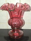 Fenton Glass Country Cranberry Rib Optic Vase GLOWS