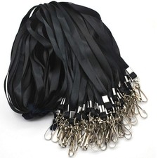 Black Lanyard Bulk Lanyards for Id Badges Flat Lanyard with Badge Clip Swivel...