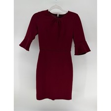 J.Crew Burgundy Autumn Wedding Guest Dark Academia  Sheath Dress 00P Bell Sleeve