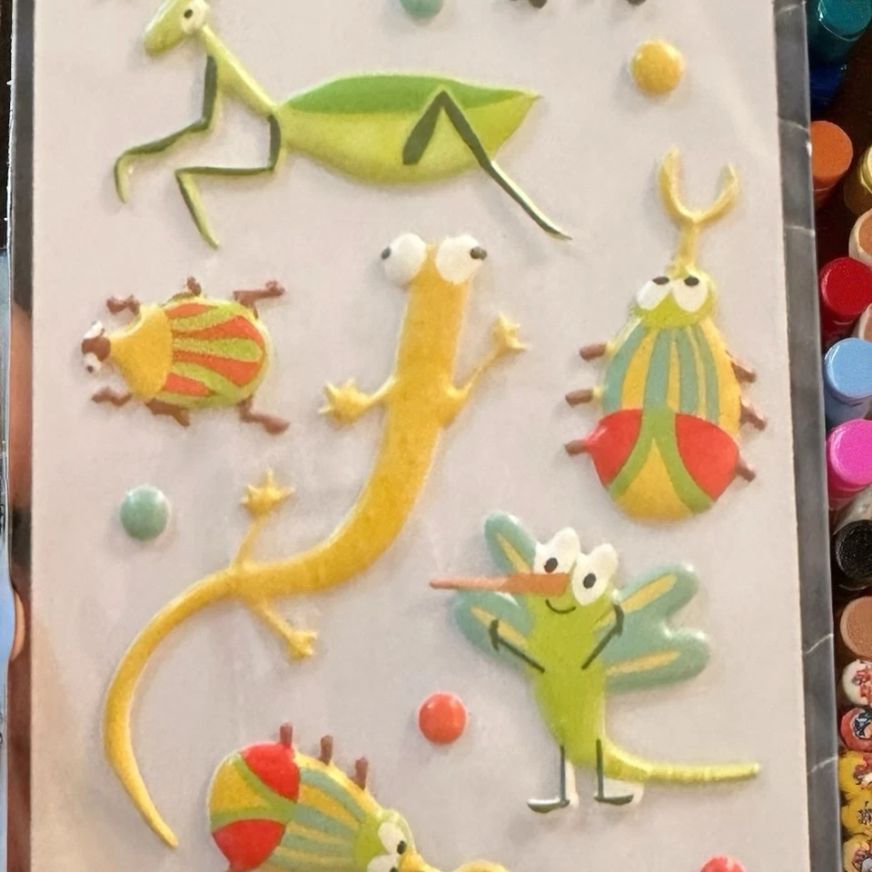 Sticko ekSucess BUGS Vinyl Raised Stickers  23 Pieces Colorful big Eyes Vintage - Image 3 of 4