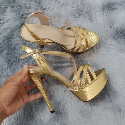 Women 14CM Platform High Heels Sandals Sexy Ankle Strap Pumps Stilettos Shoes - Picture 11 of 42