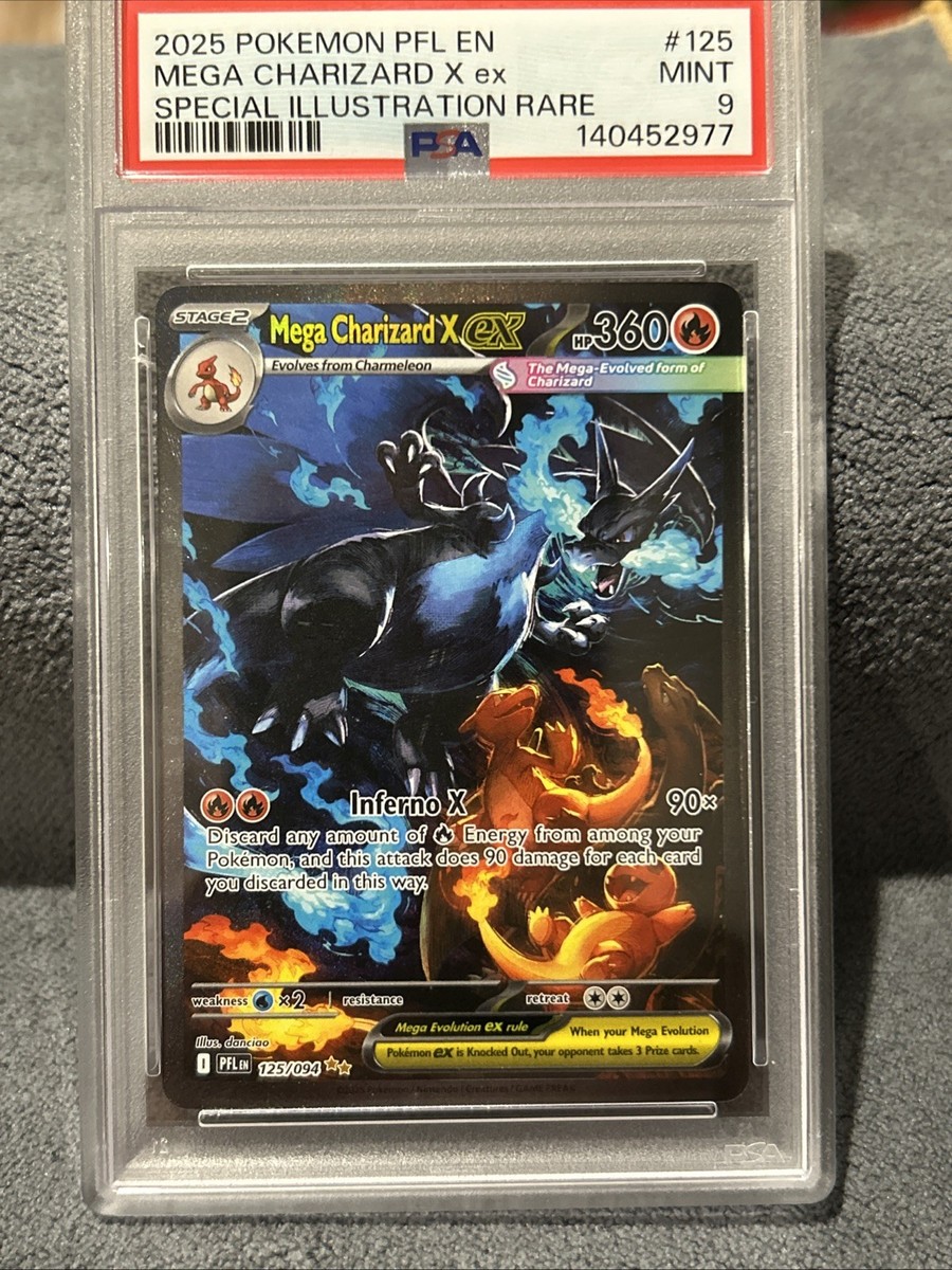 Mega Charizard X EX Me02 Phantasmal Flames 2025 Holo PSA 9 360 HP