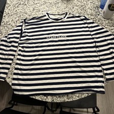 Vintage Guess Striped Long Sleeve Size XL 90s White/Blue EUC