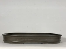 Preowned Japanese Tokoname Shallow Oval Bonsai Pot Seizan - 15.5” By 11.25”