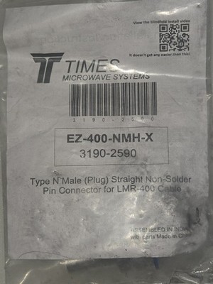 5x EZ-400-NMH-X Times Microwave Systems 3190-2590 Type N Male Connector LMR-400 
