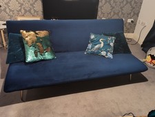 Habitat Matteo Blue Velvet Click-Clack Sofa Bed – Stunning & Barely Used