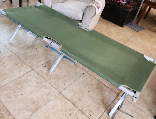 US Military Issue Compact Lightweight Foldable Aluminum Sleeping Cot - Used