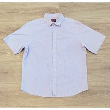 UNTUCKit Mens Large Short Sleeve Button Down Shirt Blue Check Wrinkle Free