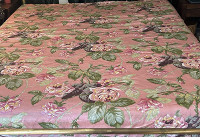 Pine Cone Hill Caroline King Duvet Cover Pink Floral Roses Ruffled 110''x90''