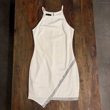$59 BCX Women Juniors White Sleeveless Asymmetrical Halter Bodycon Dress Size S