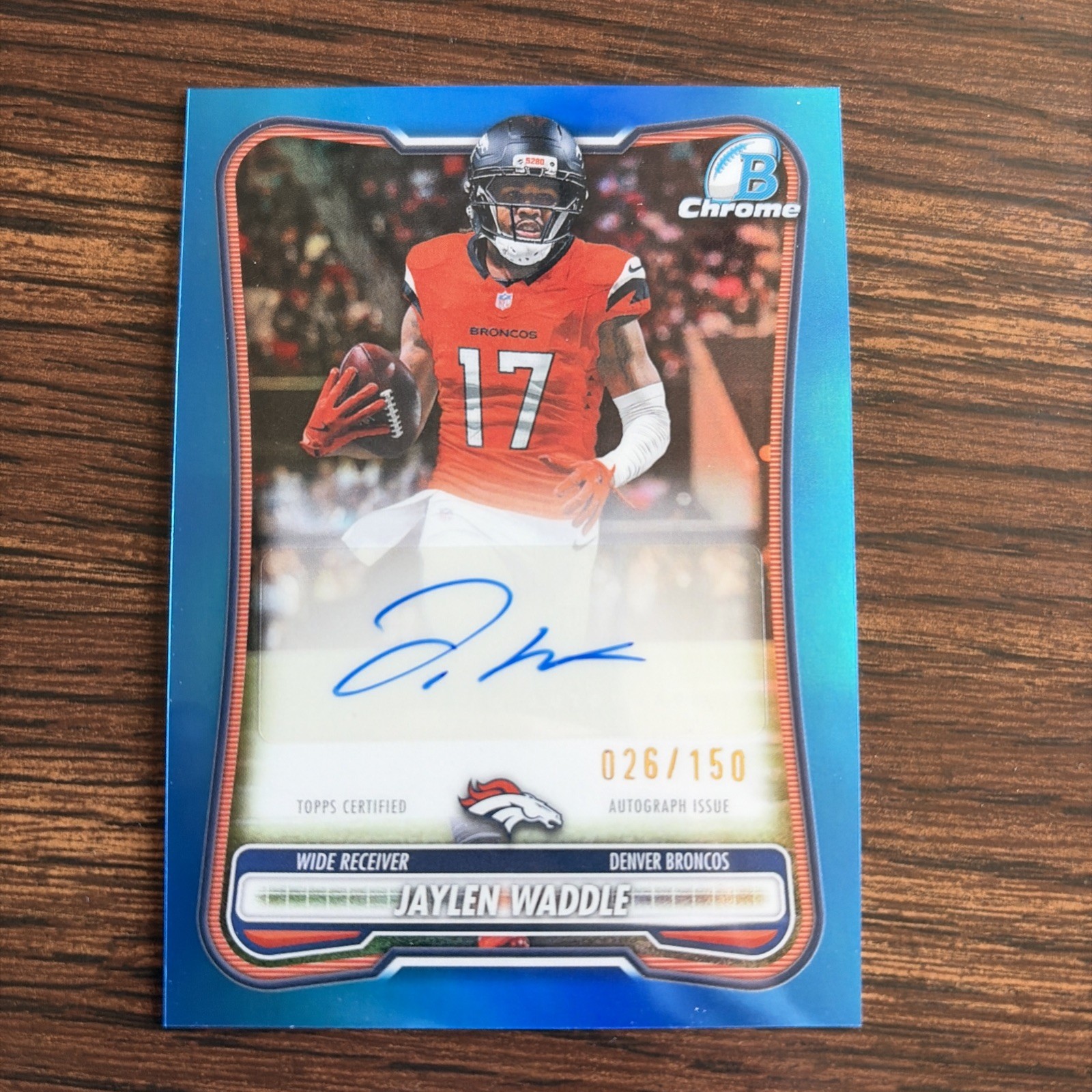 2026 Bowman NFL chrome Base Autograph Blue /150 Jaylen Waddle