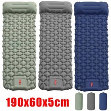 UK Inflatable Mat Camping Sleeping Self Inflating Mattress Bed Air Pillow Hiking