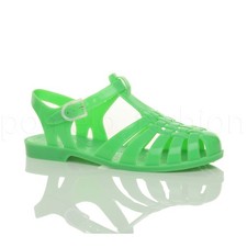 DAMEN FLACHE NIEDRIGE JELLY GUMMI RETRO 90ER JAHRE SCHNALLE SANDALEN SCHUHE GRÖSSE 7 40