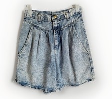 Vintage Avon Fashion High Rise Mom Denim Shorts Size 5/6 Pleated Acid Wash 80s