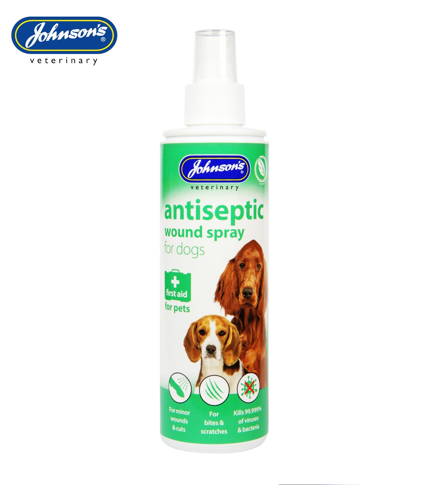 JOHNSONS VETERINARY ANTISEPTIC WOUND SPRAY FOR DOGS MINOR CUTS WOUNDS 200ML