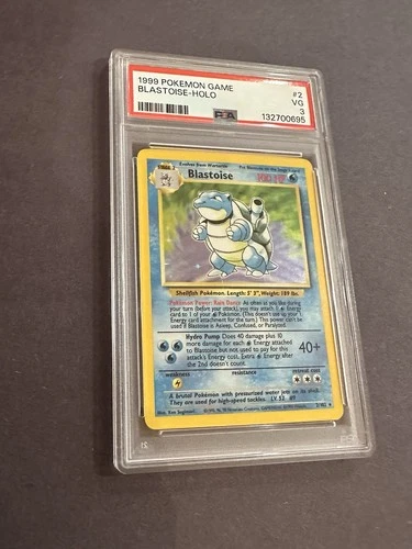 Pokémon TCG Blastoise Holo Rare Base Set 2/102 PSA 3 Stage 2 Wizards 1999