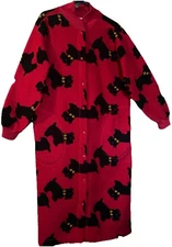 Vintage Scottish Terriers Long Red Fleece Night Gown Robe GO SOFTLY Women's M