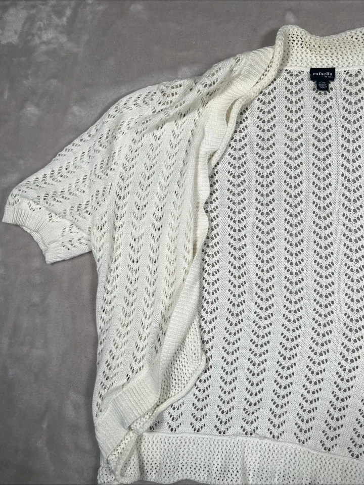 Suéter Rafaella Mujer Grande Mezcla de Lana Crema Marfil Frente Abierto Cárdigan Acogedor Foto 2 de 4