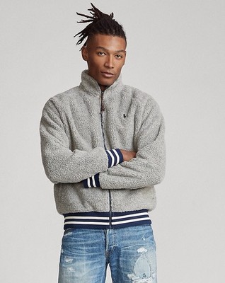 Polo Ralph Lauren Sherpa Fleece Jacket Gray Full Zip Talon Deep