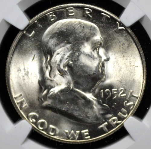 1952 S FRANKLIN HALF DOLLAR NGC MS 64 NICE SHIMMERY WHITE SATIN LUSTER, GOOD