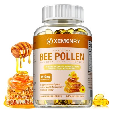 Bee Pollen 3520mg - with Royal Jelly, Propolis, Black Pepper - Enhance Immunity