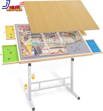 Puzzle Table with Drawers and Legs Height Tilting Adjustable for 1500 Pieces Por