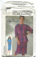 SIMPLICITY 7368 Misses' Dress or Tunic & Skirt SZ 12 UNCUT 1986