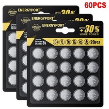 60Pack LITHIUM BATTERY 3V CR2032 CR 2032 BR2032 DL2032 Remote Button Cell Watch
