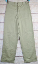 Vtg 1940s 50s Khaki Chino 28x30 Distressed Sanforized Cotton Pants Tunnel Loop