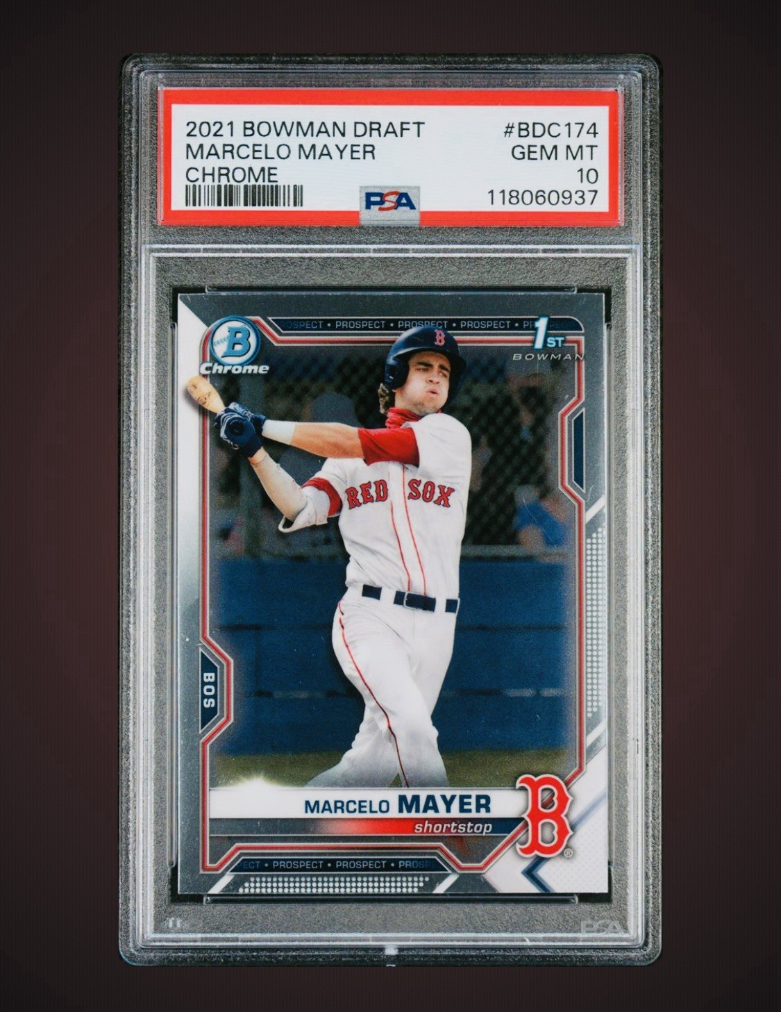 2021 BOWMAN DRAFT MARCELO MAYER 1ST CHROME REDSOX PSA 10