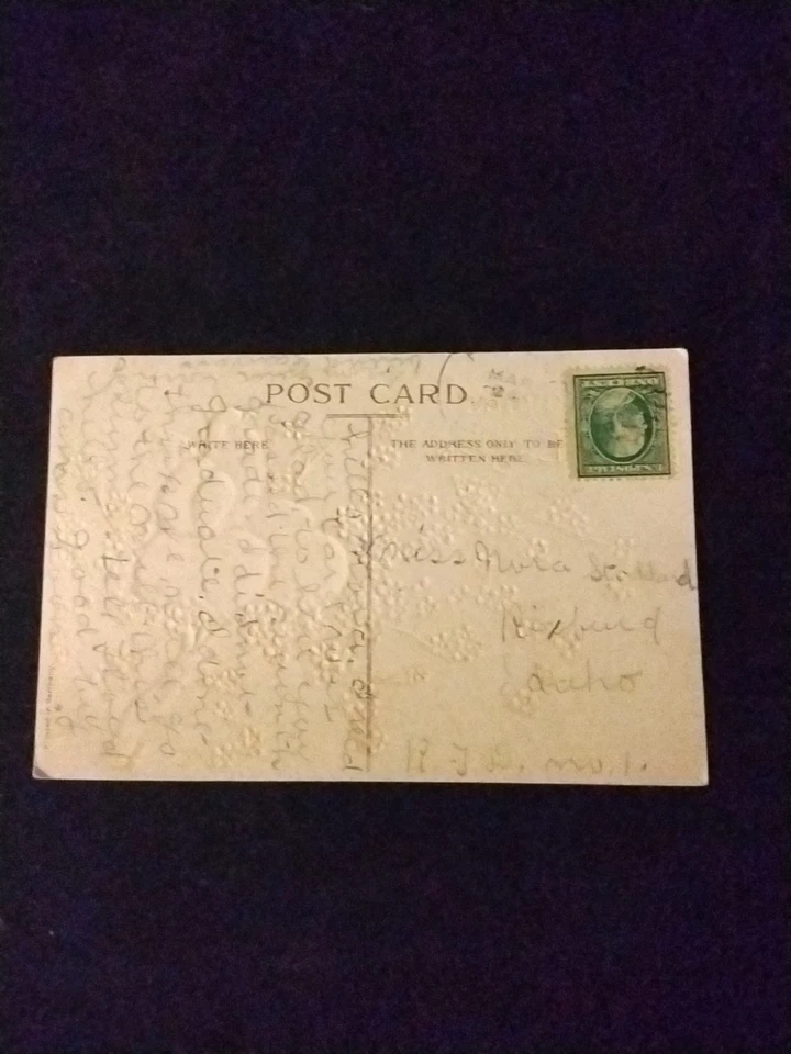 Postal de correo aéreo de IDAHO 1914 - REXBURG - ALEGRE PÁJARO DE PASCUA SOBRE HUEVOS - SCOTT #424 Foto 2 de 3