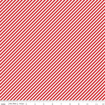 Christmas Fabric Candy Cane Stripe Pixie Noel Red Cotton Riley Blake By Yard