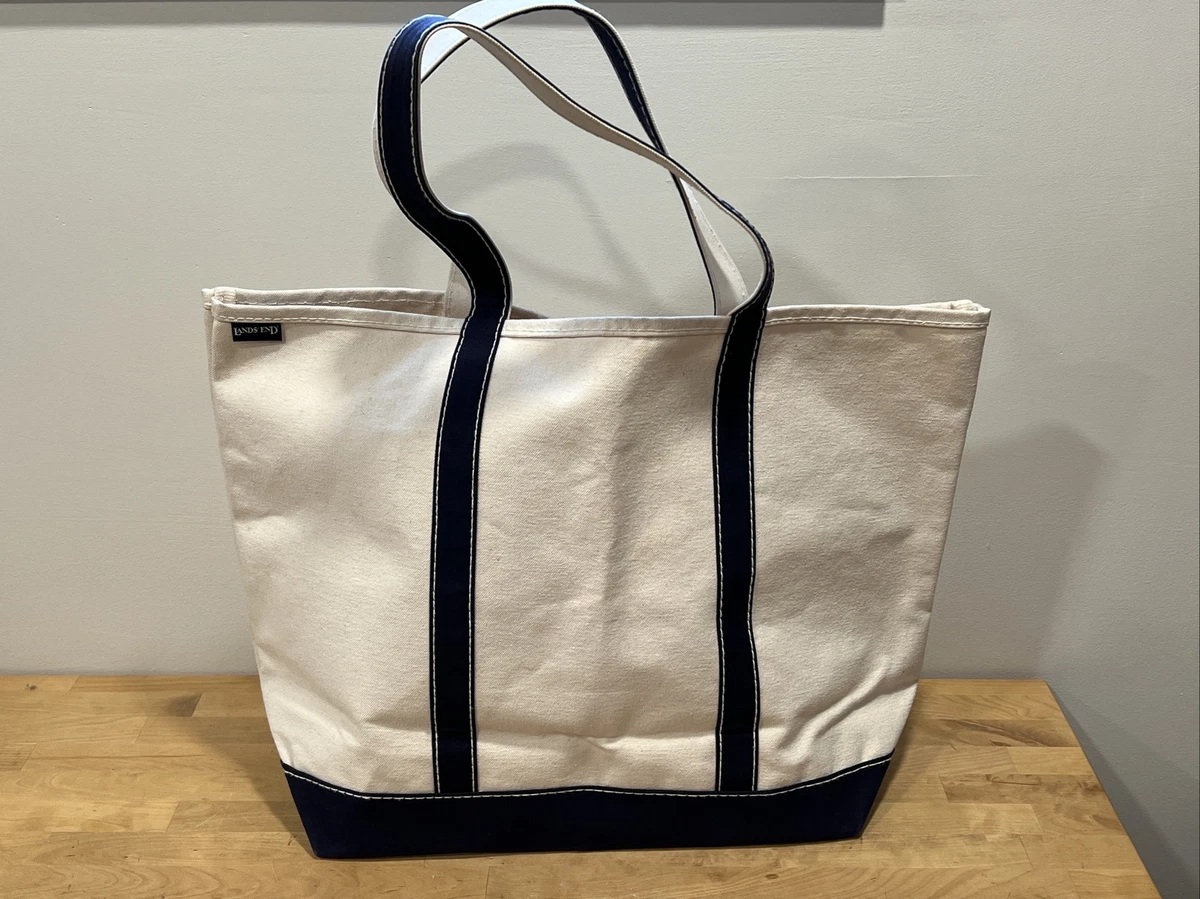 Lands' End Open Top Canvas Long Handle Extra Large Tote Bag