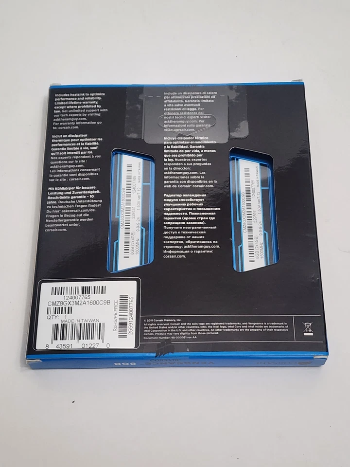 NEW Corsair 8 GB DIMM 1600 MHz PC3-12800 DDR3 Memory (CMZ8GX3M2A1600C9B...DBIN - Image 2 of 2