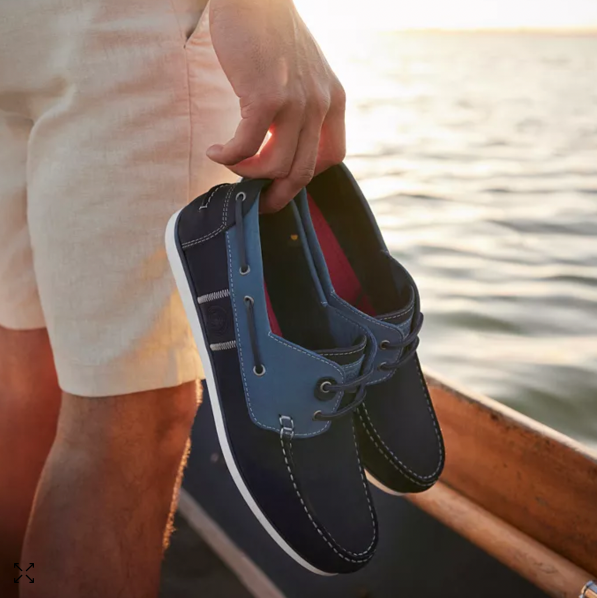 Barbour Mens Leather & Suede Wake Boat Shoes Washed Blue  display picture 2