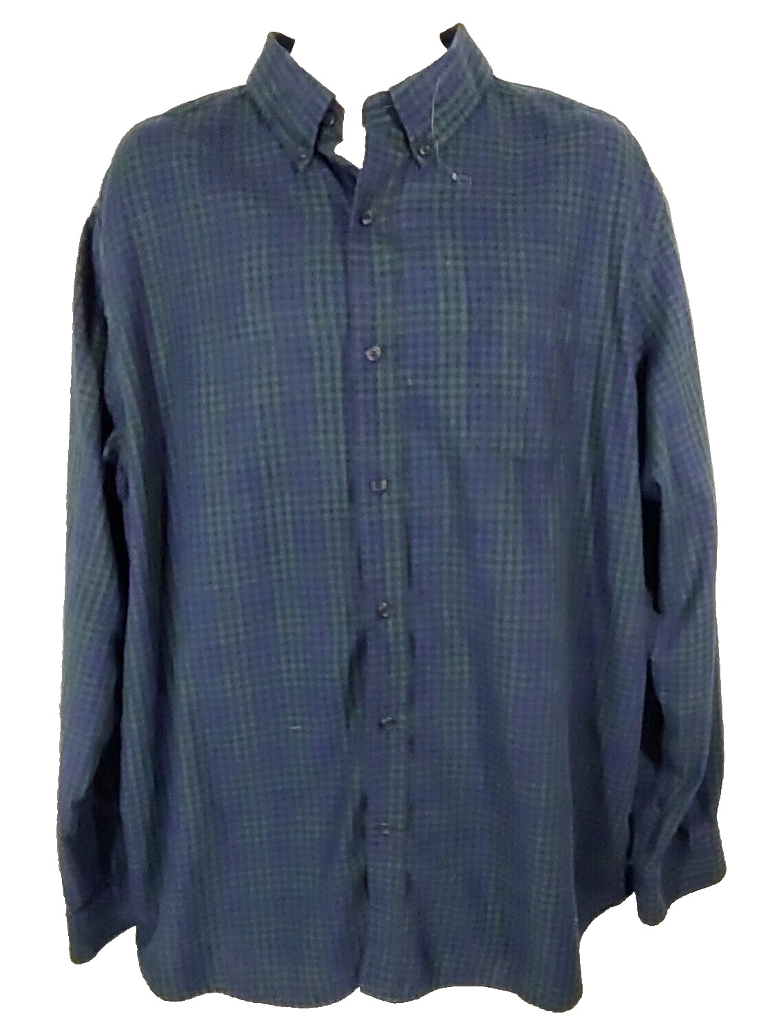 Chaps Easy Care Shirt XXL Blue Green Checked Twill Long Sleeves Ralph Lauren image 2