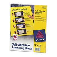 Avery - Clear Self-adhesive Laminating Sheets, 3 Mil, 9 X 12, 50 Per Box Avery - Clear Self-adhesive Laminating Sheets, 3 Mil, 9 X 12, 50 Per Box