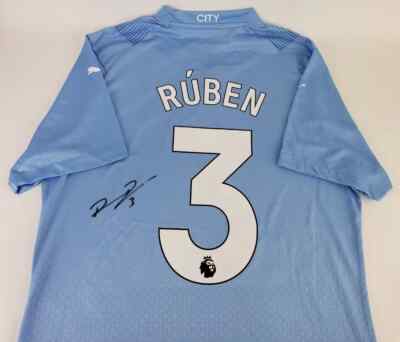 Chemise Et Photo Signées Ruben Dias - Manchester City - Original Sans Certif