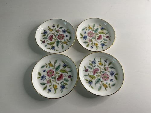 Minton Porzellan Untersetzer "Haddon Hall" x4 mit floralen & vergoldeten Details