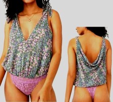 Free People Intimately Bare It All Tank Bodysuit XS Shoulder Tie V-Neck NEW