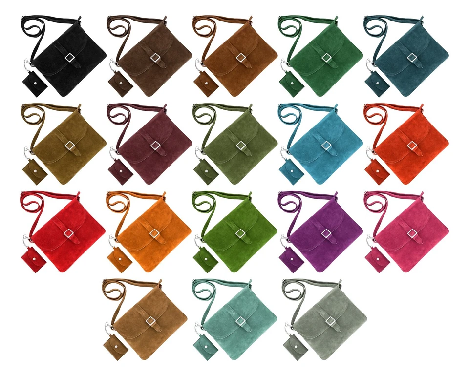 SMART RANGE LEATHER Ladies Suede Leather Crossbody Bag Travel Tote Messenger Bag With Free Key Pouch