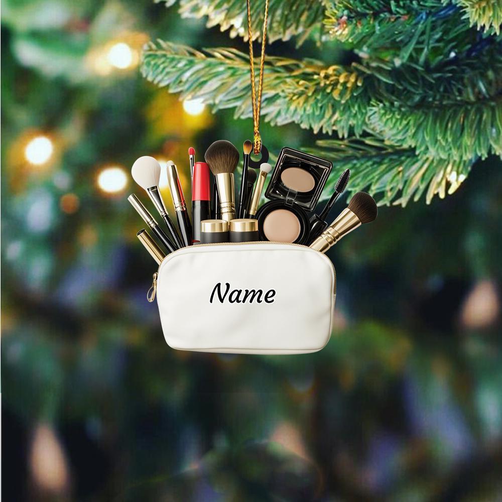 Custom Name Makeup Bag 2D Flat Christmas Ornament  Cosmetic Christmas Ornament